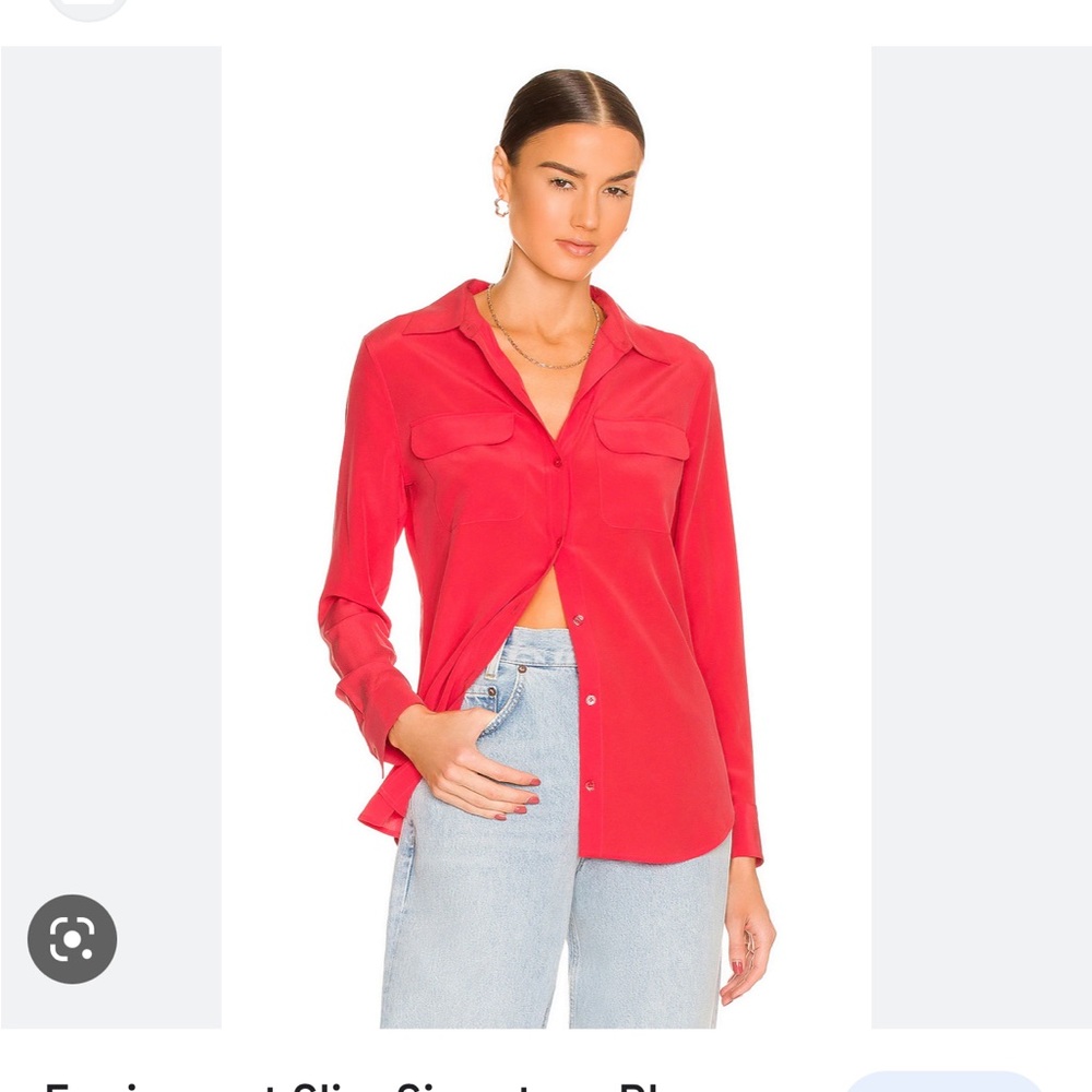 Equipment red “signature” 100% silk blouse. Size L.